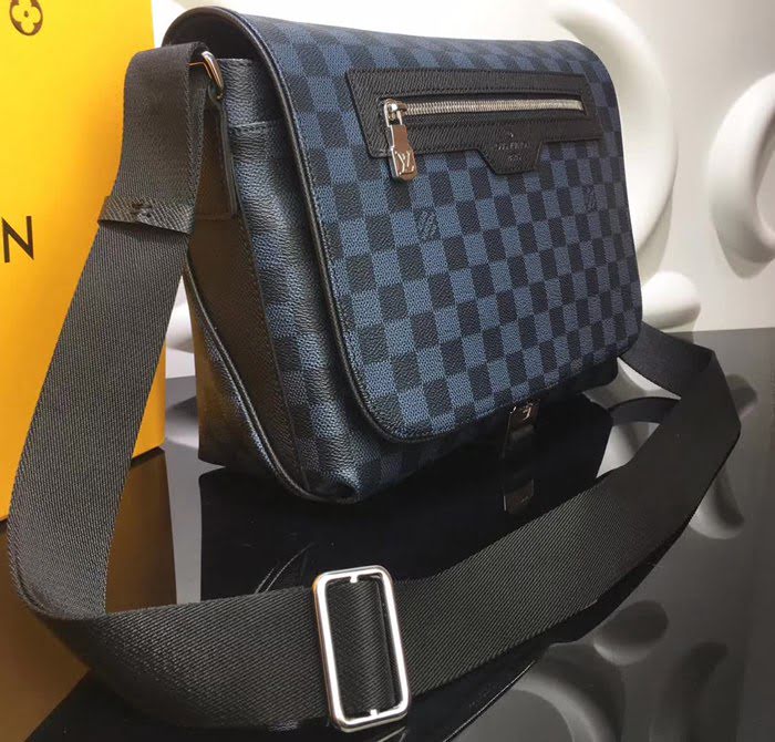 路易威登LV頂級原單 N40010 經典肩背斜跨郵差包 Damier Cobalt格紋塗層帆布 YDH1342